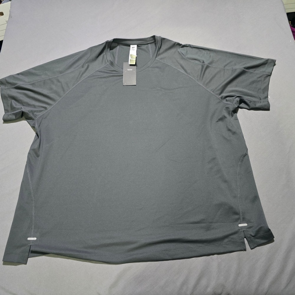 Fabletics Training Tee Mens 4X Grey Short Sleeve Raglan SS2356392-0770